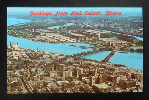 1970s Aerial View Downtown And Arsenal Davenport Ia Rock Island Il