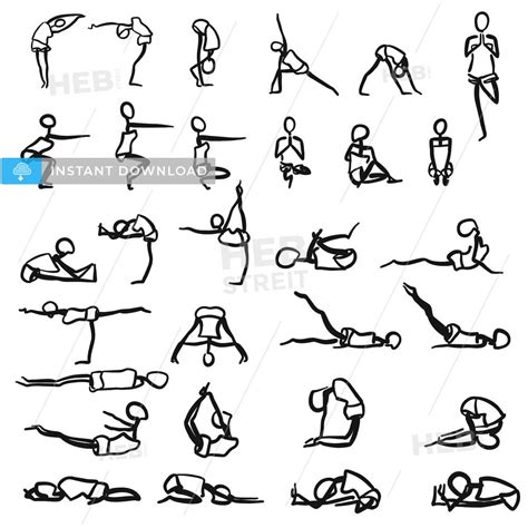 Stickmen Hand Drawn Yoga Poses Hebstreits Sketches Yoga Drawing
