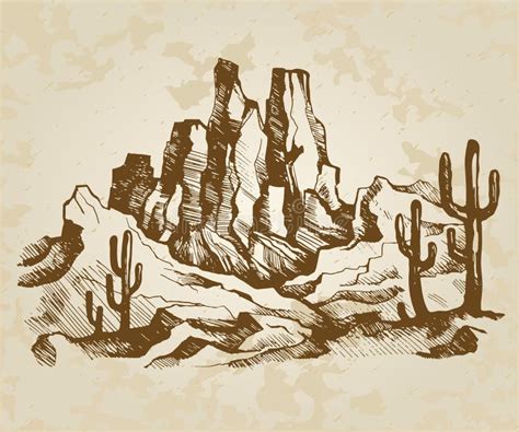 Typical Landscape Of Arizona Stock Vector Illustration Of Background