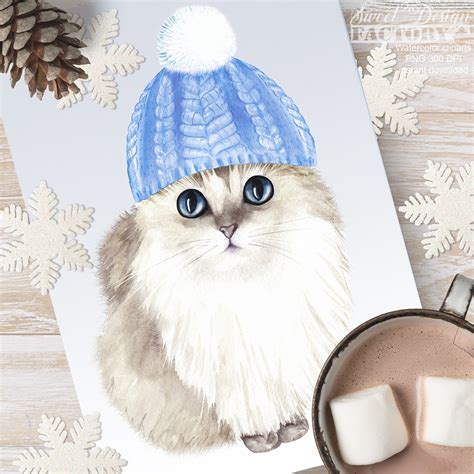 Winter Cats Clipart 169144 Illustrations Design Bundles