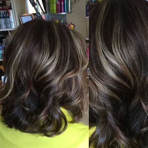 Medium brown hair color with light beige highlights on the cool side of ...