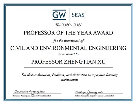 202103 Dr Xu Selected As The Professor Of The Year Zhengtian Xu