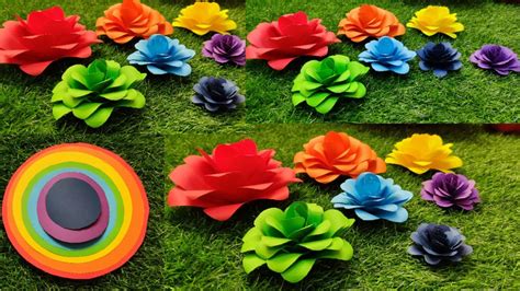 Diy Paper Flower Rainbow Color Flowers Rainbow Paper Flowers