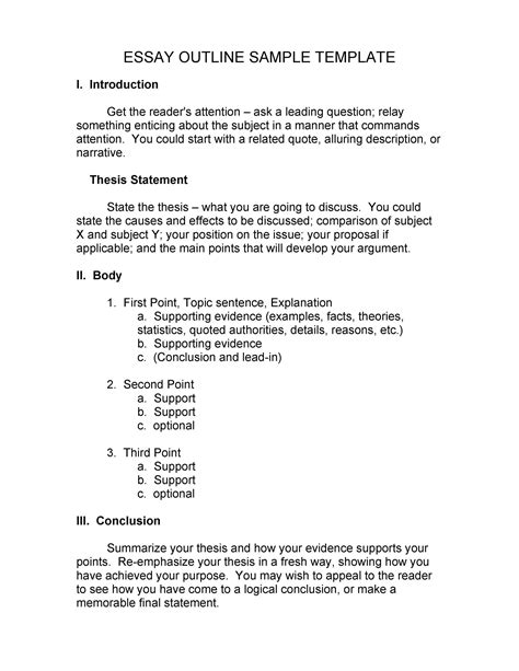 Personal Essay Outline Template Important Things To Remember In