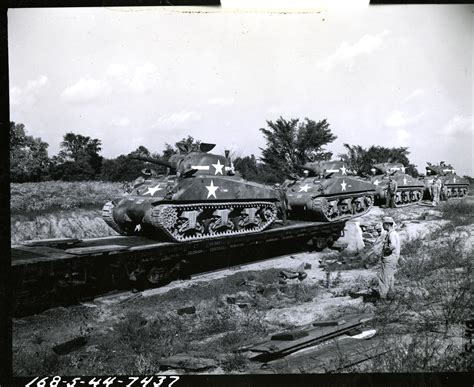 Loading Medium M 4 A 3 Tanks For Train Shipment At Camp Atterbury