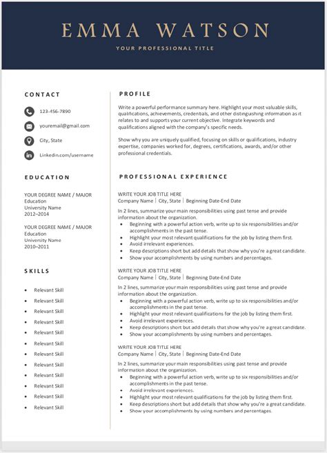 Professional Resume Template Free Download Easy To Edit Simple