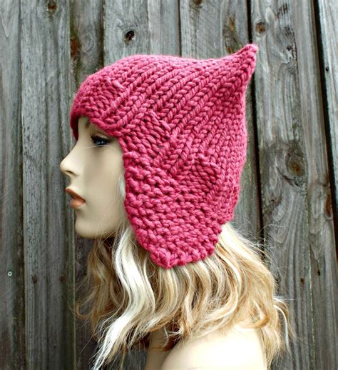 Womens Knit Hat Pink Pussyhat Pink Pussy Hat Pink Cat Hat Etsy Canada