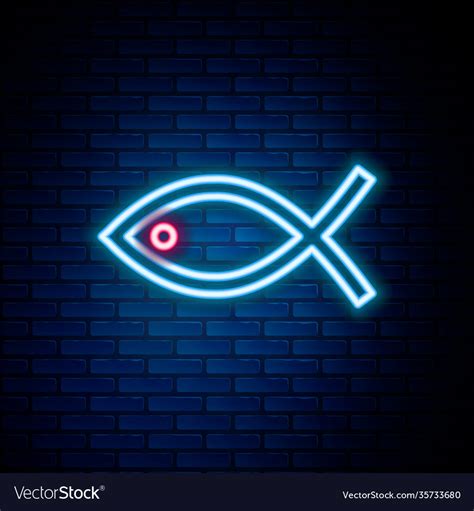 Glowing Neon Line Christian Fish Symbol Icon Vector Image