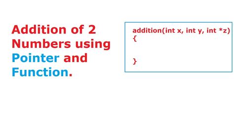 C Program To Add Two Numbers Using Pointers Youtube