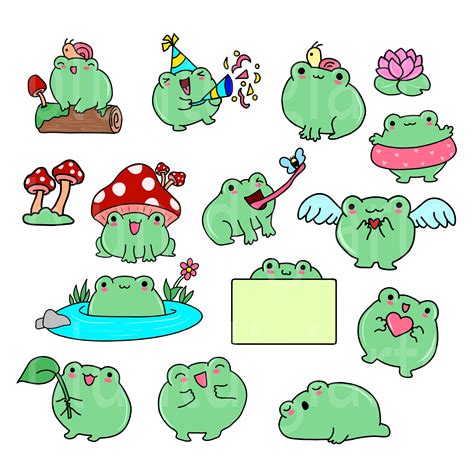 Premium Vector Clipart Kawaii Frogs Cute Frog Clipart Set High Quality