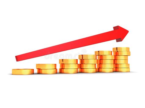 Freccia Rossa E Grafico Di Crescita Dorato Delle Monete Affare Concep