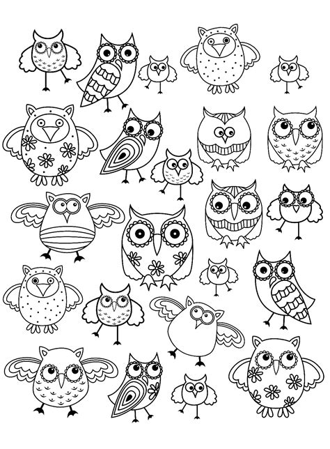 Doodle Owl Doodle Art Doodling Adult Coloring Pages