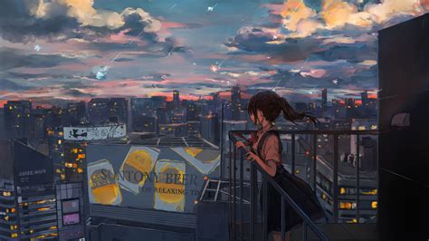 Rooftop Sunset Anime Wallpapers Wallpaper Cave