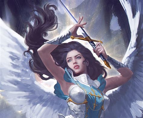 angel fantasy wings caterina kalymniou girl white blue hd wallpaper peakpx