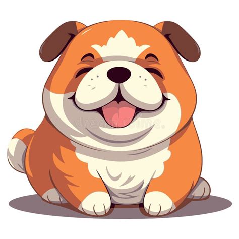 Dog Cartoon Illustration Cute Friendly Fat Chubby Fawn Sitting Puppy