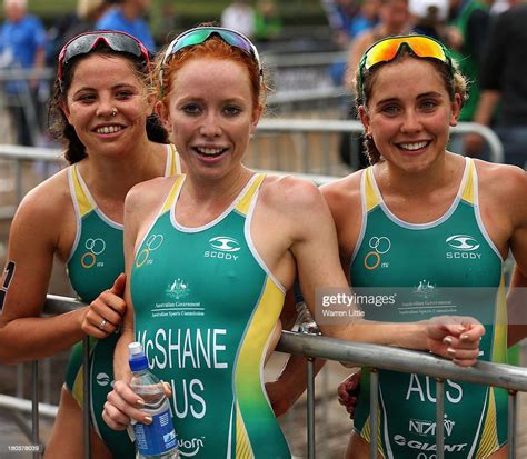 Charlotte Mcshane Of Australia Poses With Tamsyn Moana Veale And
