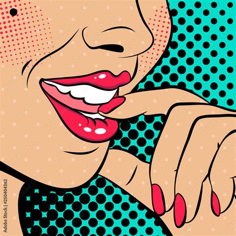 Sexy Pop Art Woman With Open Mouth Vector Background In Comic Style Retro Pop Art ภาพถ่ายสต็อก