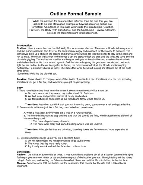 Self Introduction Speech Outline Template