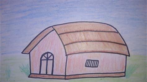 How To Draw A Hut A Kutcha House Step By Step Easy Drawing Youtube