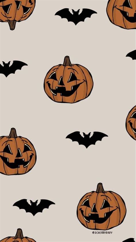 Download Pumpkins And Bats Fall Halloween Iphone Wallpaper