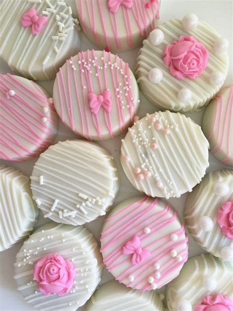Pearls And Roses White Chocolate Covered Oreos Baby Shower Weddings