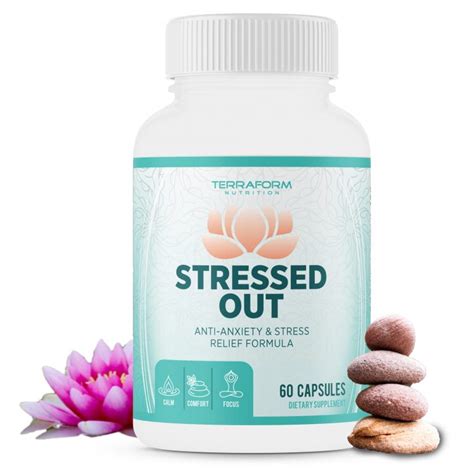 Stressed Out Natural Stress Anxiety Relief Aid Capsules Usa Made Month Supply