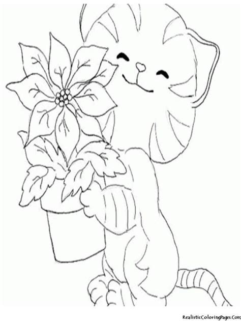 Stress relieving designs animals, mandalas, flowers, paisley patterns and so much more: Flowers Realistic Cat Coloring Pages (With images) | Cat ...