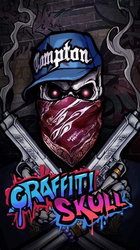 Cool Graffiti Skull Wallpaper Hip Hop Style Gambar Grafit Graffiti