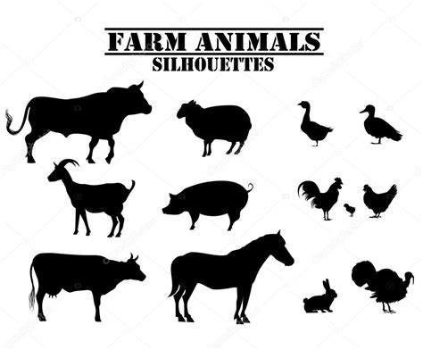 Vector Farm Animals Silhouettes Stock Vector Image By ©rimis164 120402574