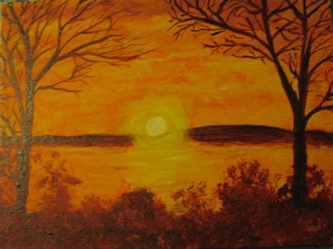 Warm Landscape Trees In Sunset Sold Painting By Mtv65 Foundmyself