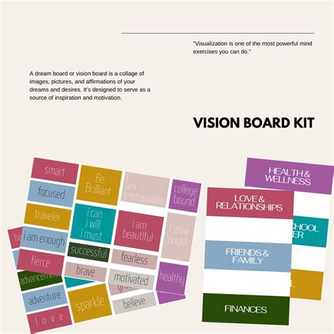Printable Vision And Dream Board Kit For Manifesting Intention Etsy