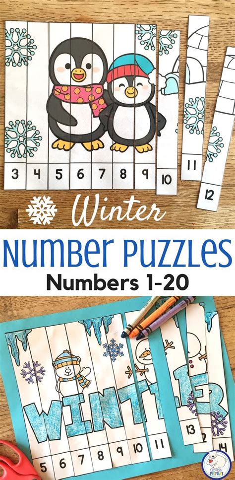 Winter Activities Number Puzzles Numbers 1 20 Counting On Editable