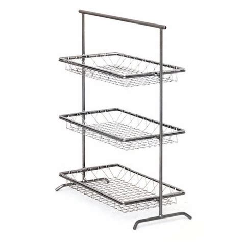 Expressly Hubert Chrome Metal 3 Tier Stand With Flat Baskets 23l X