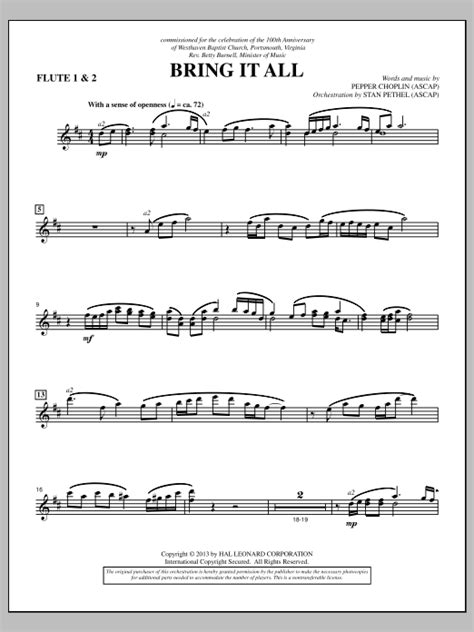 Bring It All Flute 1 And 2 Sheet Music Pepper Choplin Choir