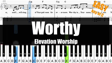 Elevation Worship Worthy Key Of C Sheet Lyrics Chords Piano Easy Tutorial YouTube