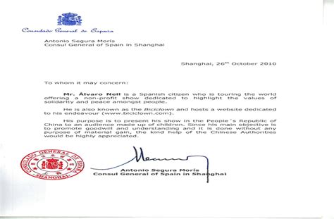 Carta Para La Embajada