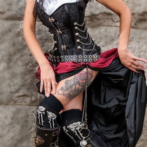 3 piece steampunk corset and double bustle skirt etsy