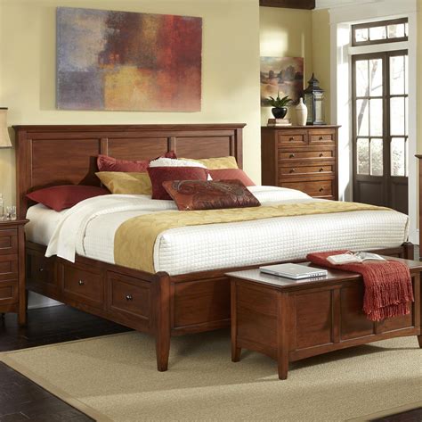 Panel bed with contrast trim. Transitional Queen Bed with 6 Storage Drawers by AAmerica ...