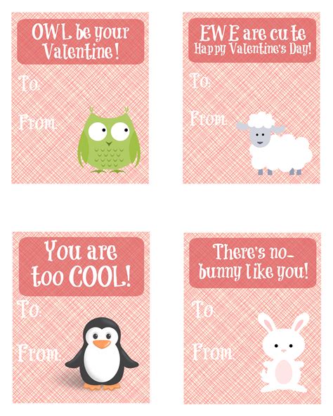 Cute Animal Valentines Day Cards Free Printable