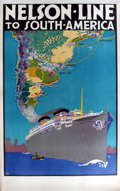 Add extra costs to services, if you wish. Original 1930s Travel Poster Advertising Nelson Line ...