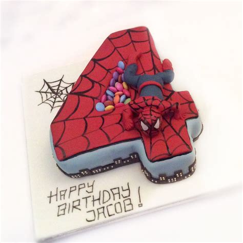 Number 4 Spider Man Cake Victoria House Spiderman Party Cakes For Men