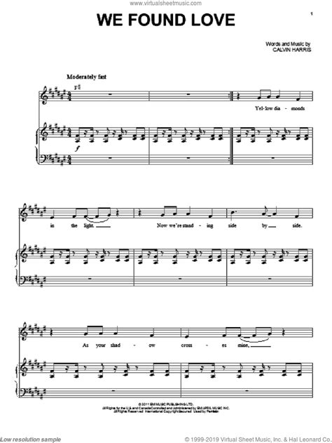 We Found Love Sheet Music For Voice And Piano Pdf Interactive