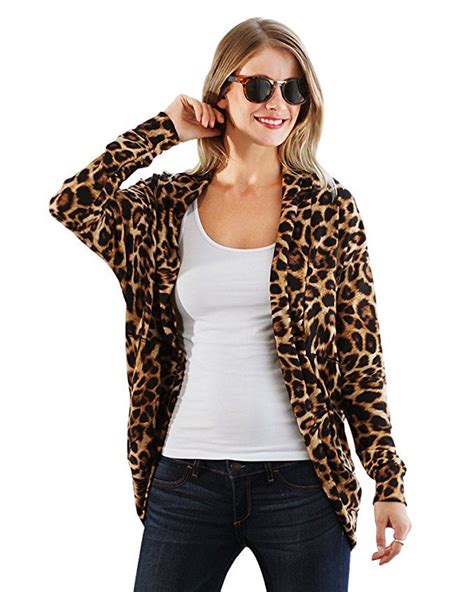 Womens Cute And Trendy Animal Leopard Print Open Front Cardigan