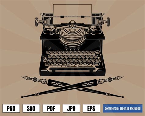 Vintage Typewriter World History Art Logo Svg Png Vector For Etsy