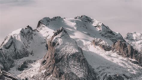 Download Cliff Peak Mountain Glacier Nature 1366x768 Wallpaper