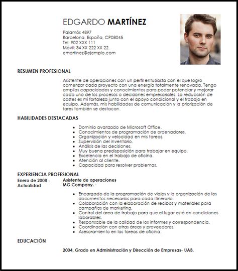 Al buscar plantillas de curriculum vitae gratis para word, podemos encontrar cientos entre tanto humo, vamos a ver las mejores plantillas de currículum gratuitas de todo. Modelo Curriculum Vitae Asistente de Operaciones ...