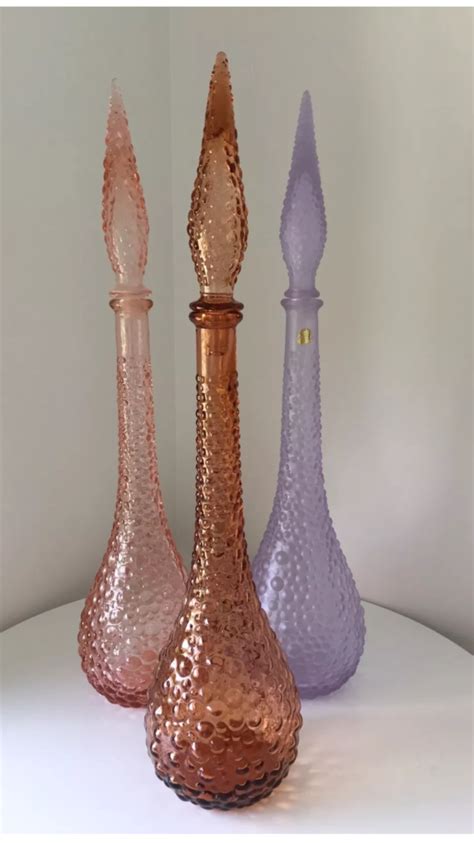 I Wish Very Rare Vintage Glass Genie Bottles Colored Glass Vases Decorative Glass Jars