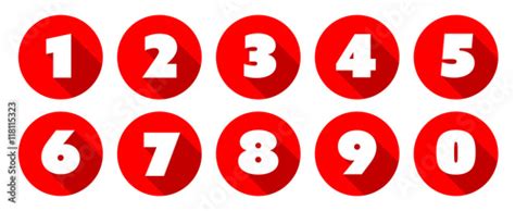 Numbers Red Circle Icons Fichier Vectoriel Libre De Droits Sur La