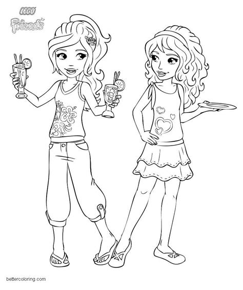 LEGO Friends Coloring Pages Girls with Food and Drink - Free Printable Coloring Pages