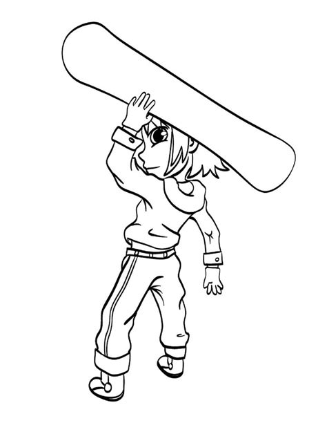 Menino Com Snowboard Para Colorir Imprimir E Desenhar Colorir Me